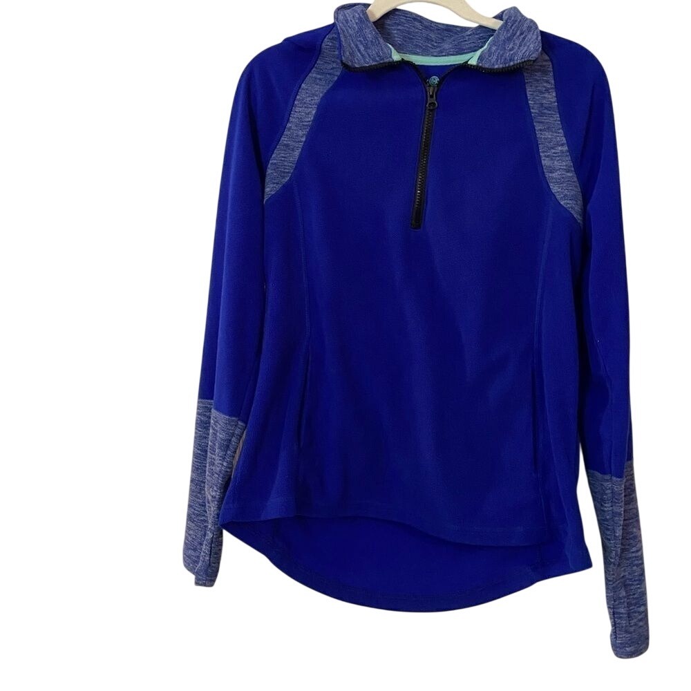 SO‎ Soft Fleece Pullover Womens L Blue 1/4 Zip Sweatshirt Cozycore Loungewear